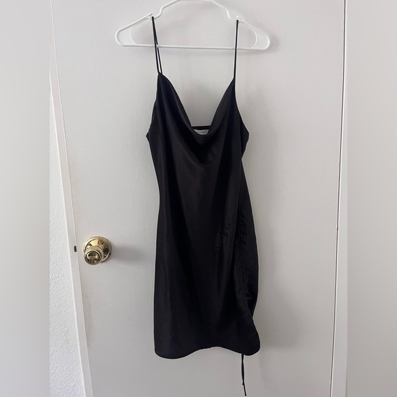 Topshop Slip Dress Mini Cowl Neck Adjustable Side Ruching size 10 Petite - Picture 1 of 9